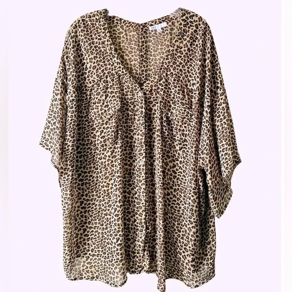DANIEL RAINN | Leopard Print Button Back Blouse Size 3X - Picture 3 of 11
